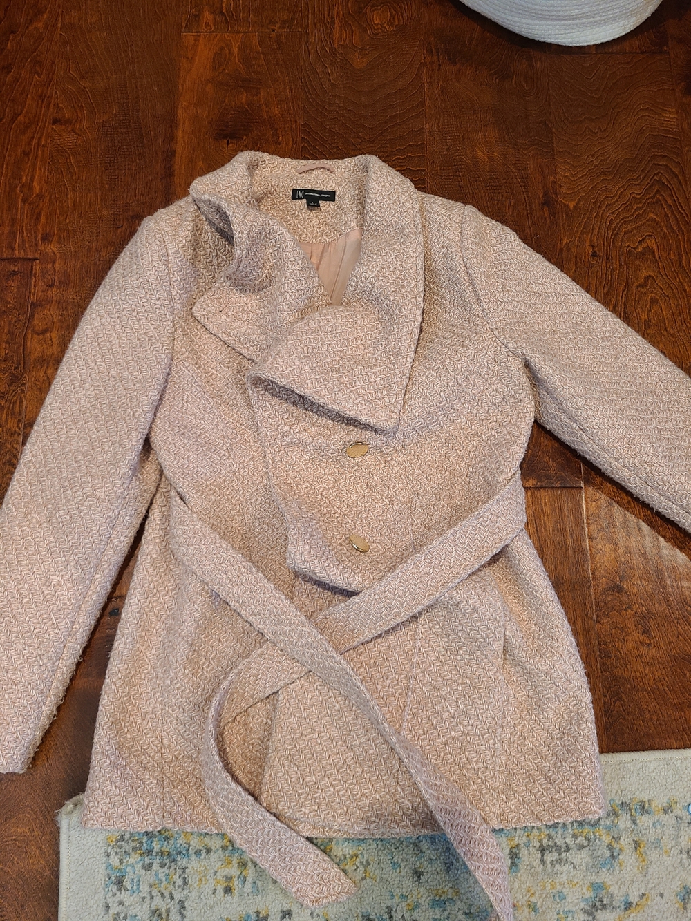 Blush pink textured wrap coat from INC International Concepts Large
